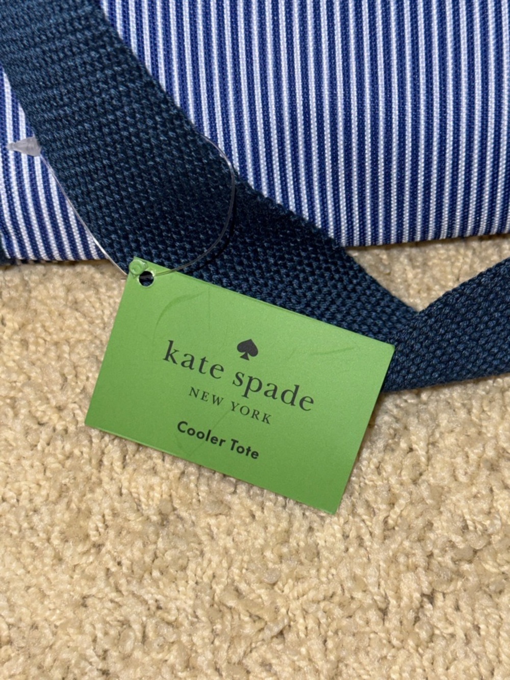 kate spade navy & white striped nylon tote with gold logo - Picture 3 of 9